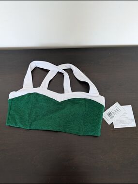 NWT Green and White Strap Bandeau Top S